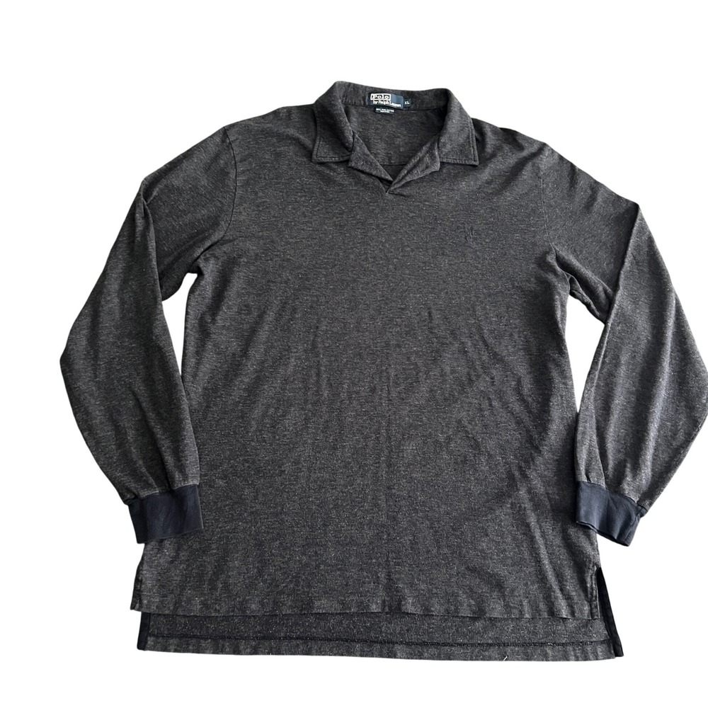 Polo Ralph Lauren Men's XL Charcoal Gray Pima Cotton Long Sleeve Polo Shirt